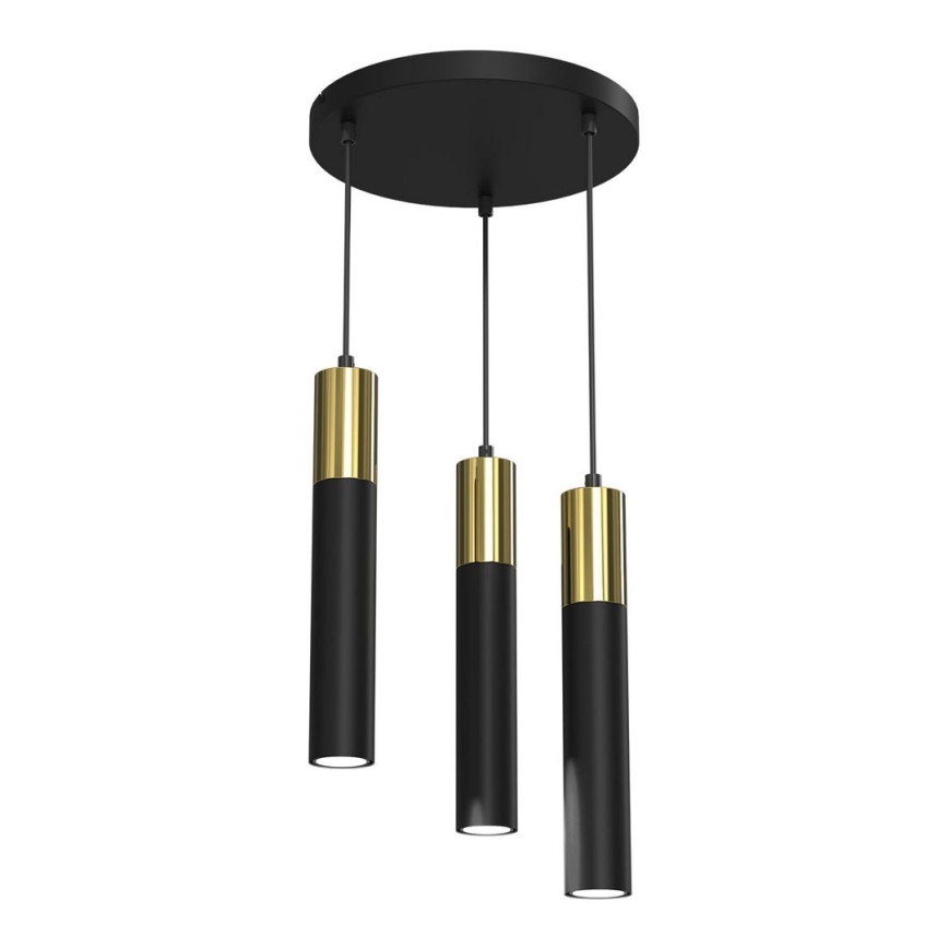 Chandelier on a string CASSA 3xGU10/8W/230V black/golden