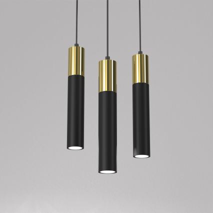 Chandelier on a string CASSA 3xGU10/8W/230V black/golden