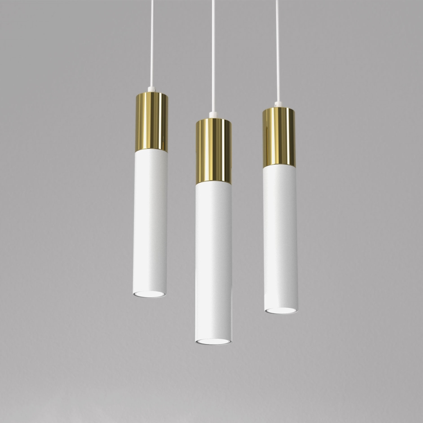 Chandelier on a string CASSA 3xGU10/8W/230V white/golden