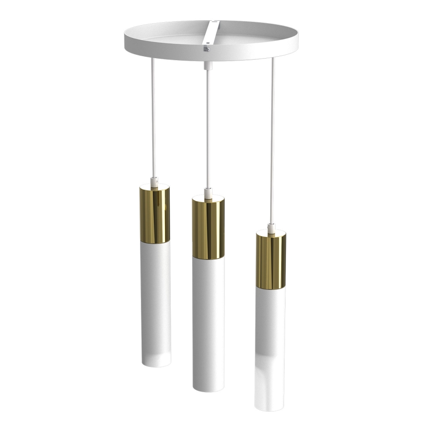 Chandelier on a string CASSA 3xGU10/8W/230V white/golden