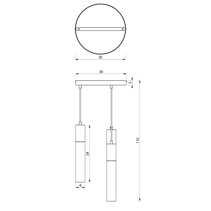 Chandelier on a string CASSA 3xGU10/8W/230V white