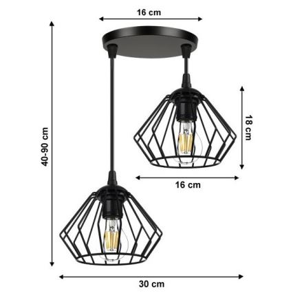 Chandelier on a string CEED 2xE27/60W/230V