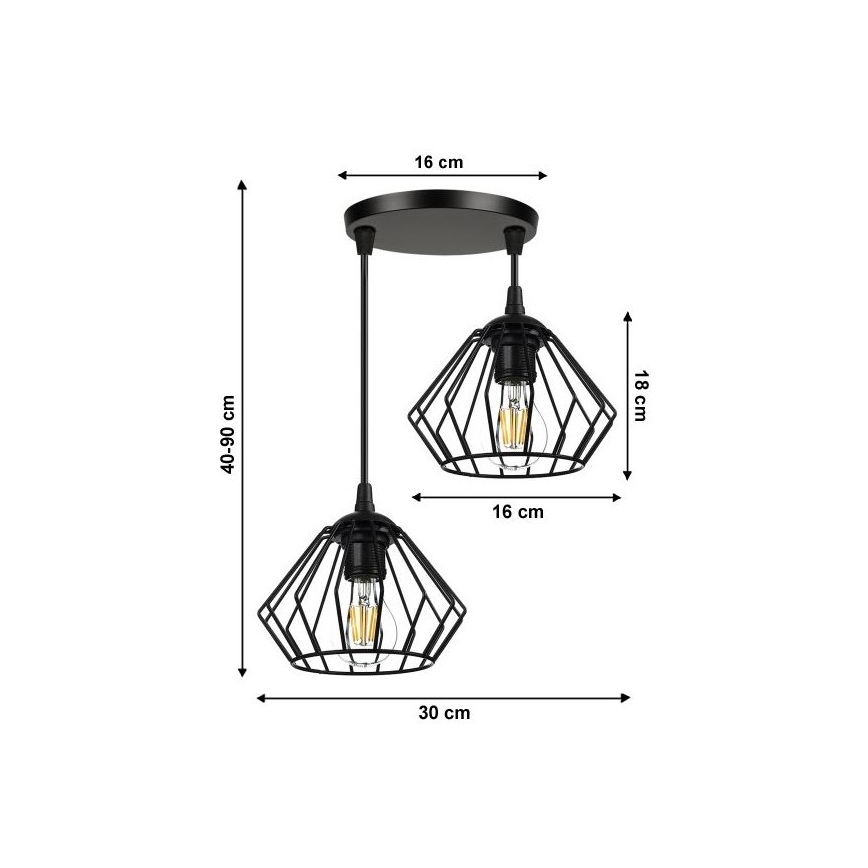 Chandelier on a string CEED 2xE27/60W/230V