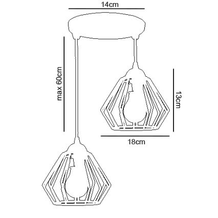 Chandelier on a string CEED 2xE27/60W/230V