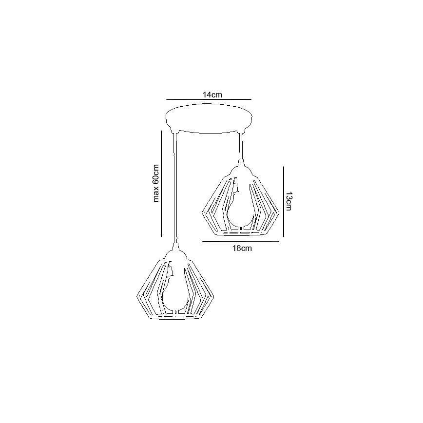 Chandelier on a string CEED 2xE27/60W/230V