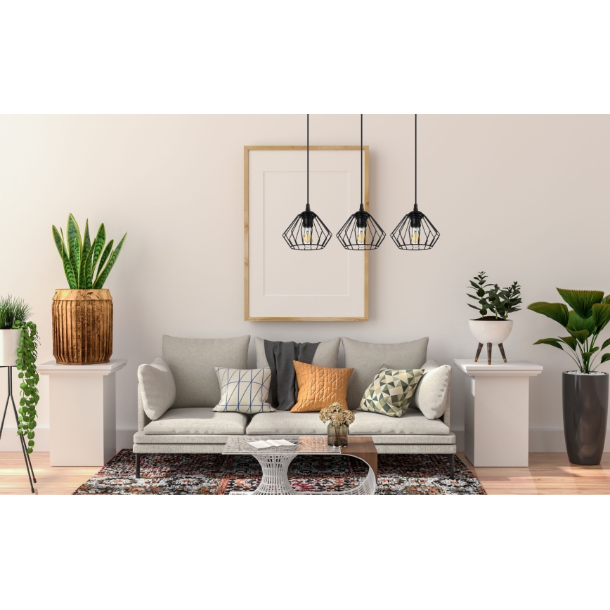 Chandelier on a string CEED 3xE27/60W/230V black