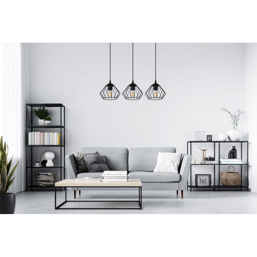 Chandelier on a string CEED 3xE27/60W/230V black
