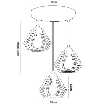 Chandelier on a string CEED 3xE27/60W/230V grey