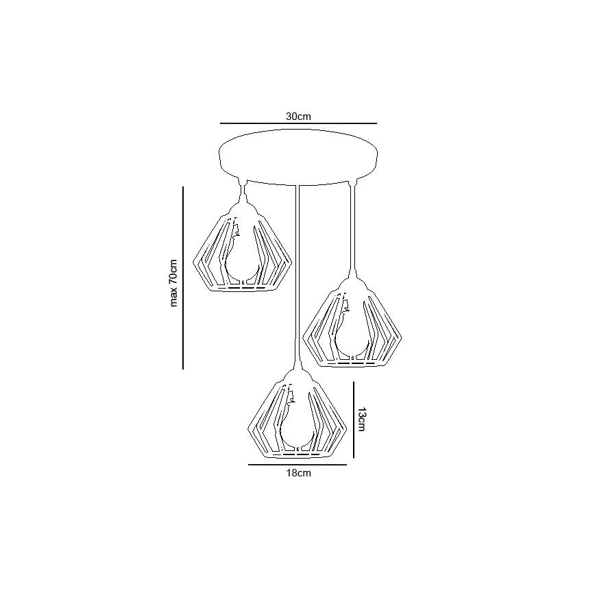 Chandelier on a string CEED 3xE27/60W/230V grey