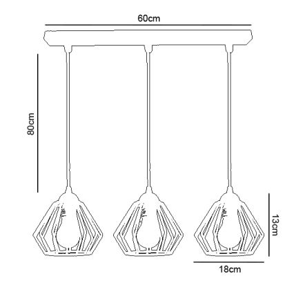 Chandelier on a string CEED 3xE27/60W/230V white