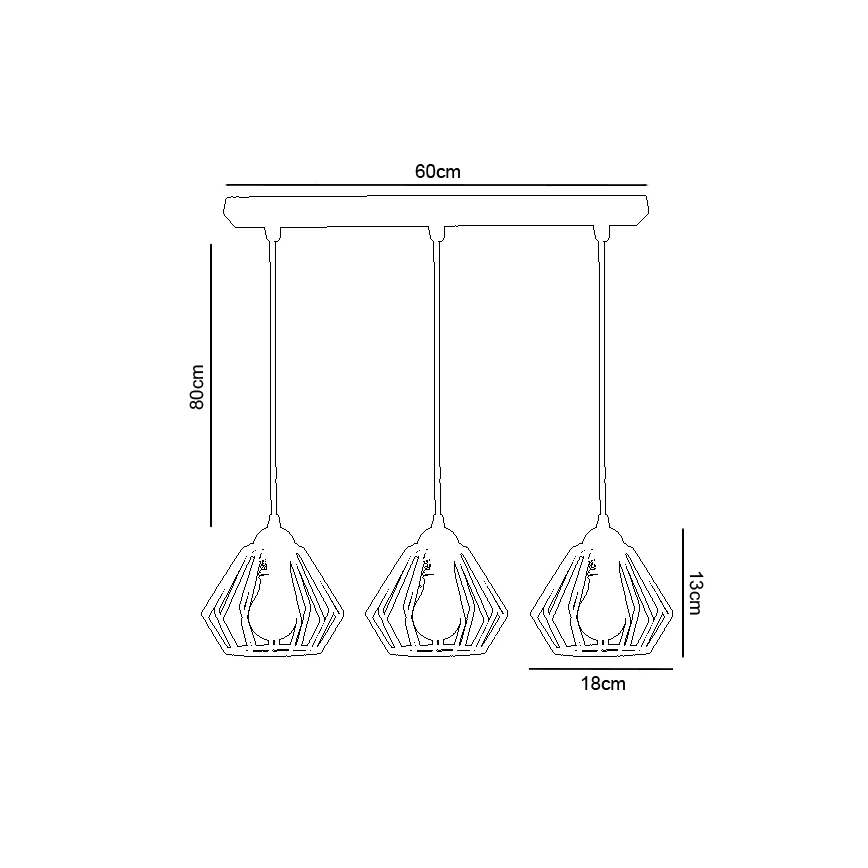 Chandelier on a string CEED 3xE27/60W/230V white