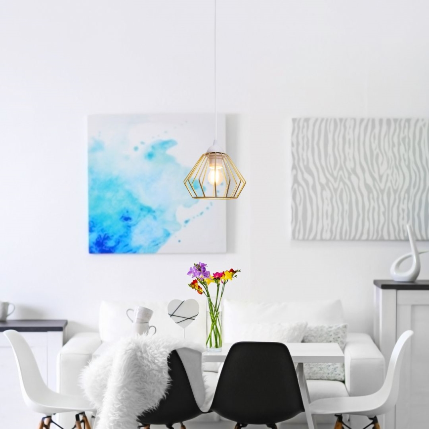 Chandelier on a string CEED GOLD 1xE27/60W/230V d. 17,5 cm white/gold