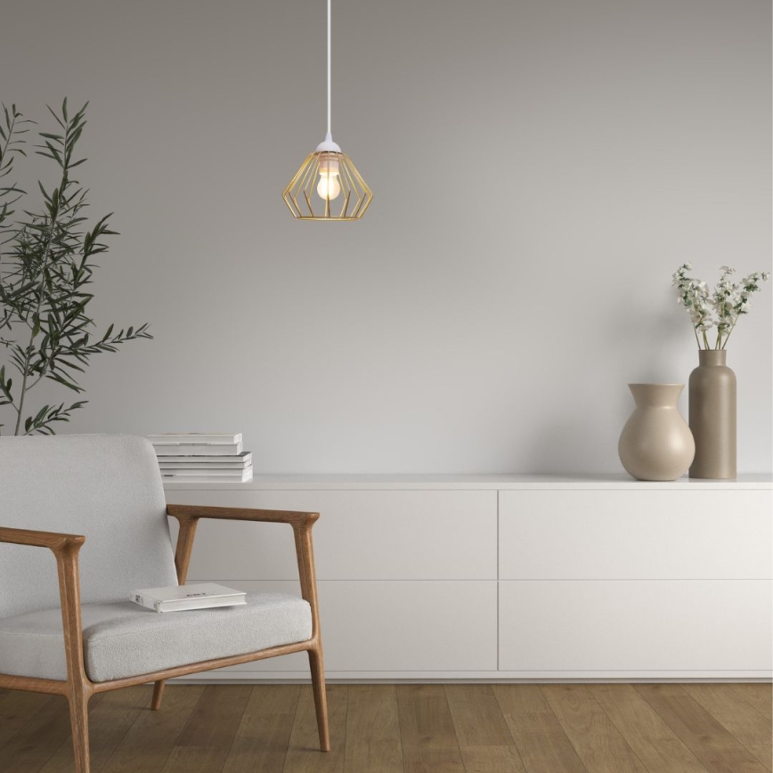 Chandelier on a string CEED GOLD 1xE27/60W/230V d. 17,5 cm white/gold