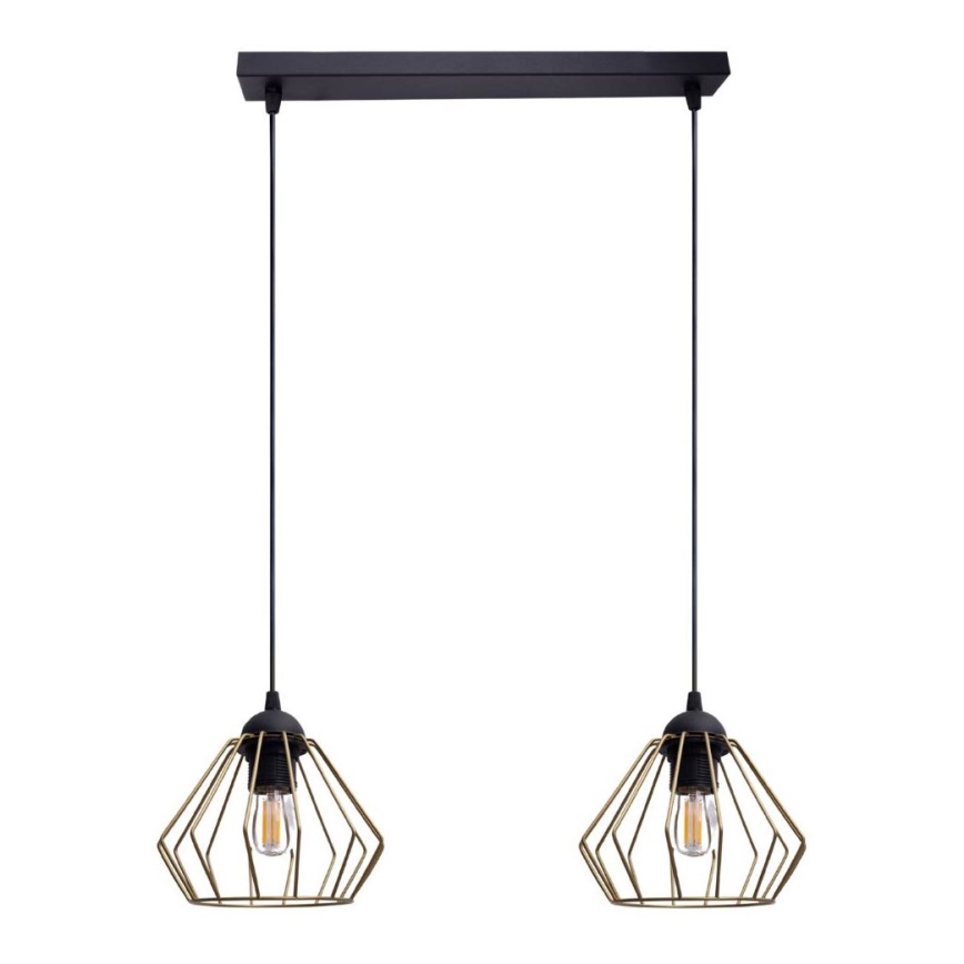 Chandelier on a string CEED GOLD 2xE27/60W/230V black/gold