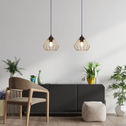 Chandelier on a string CEED GOLD 2xE27/60W/230V black/gold