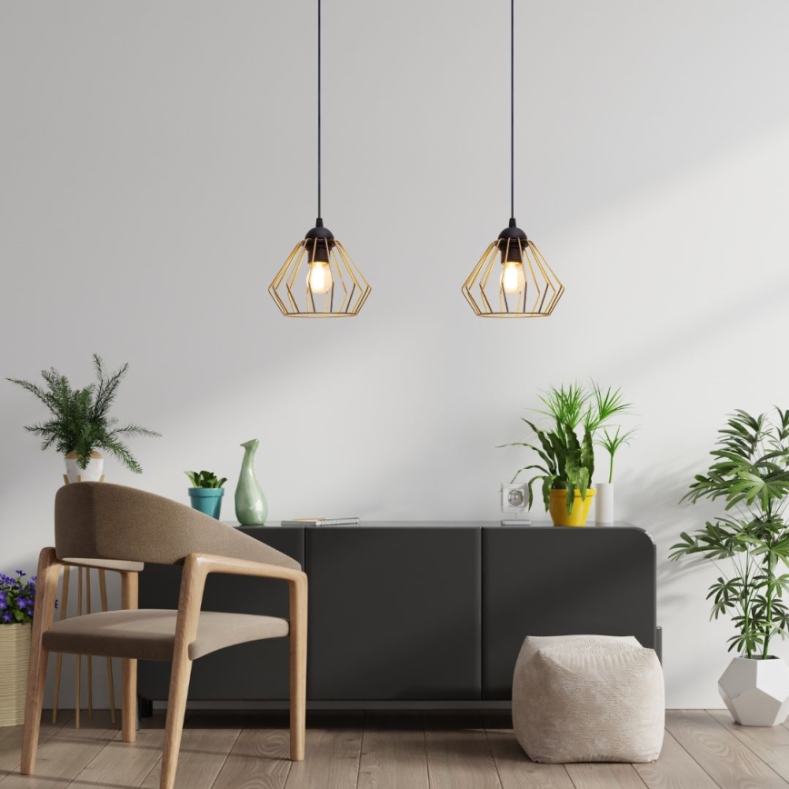 Chandelier on a string CEED GOLD 2xE27/60W/230V black/gold