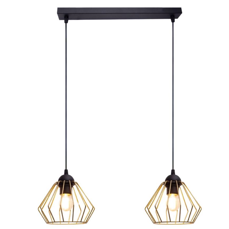 Chandelier on a string CEED GOLD 2xE27/60W/230V black/gold