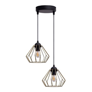 Chandelier on a string CEED GOLD 2xE27/60W/230V d. 28 cm black/gold