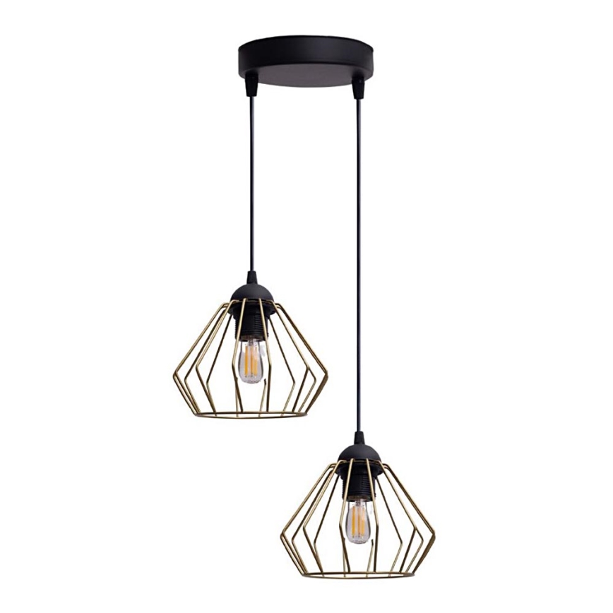 Chandelier on a string CEED GOLD 2xE27/60W/230V d. 28 cm black/gold