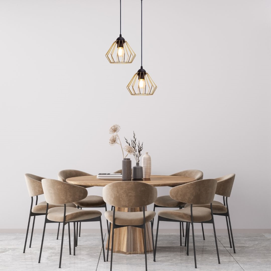 Chandelier on a string CEED GOLD 2xE27/60W/230V d. 28 cm black/gold