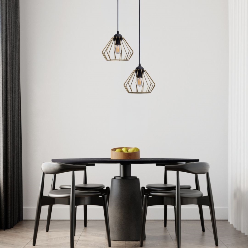 Chandelier on a string CEED GOLD 2xE27/60W/230V d. 28 cm black/gold