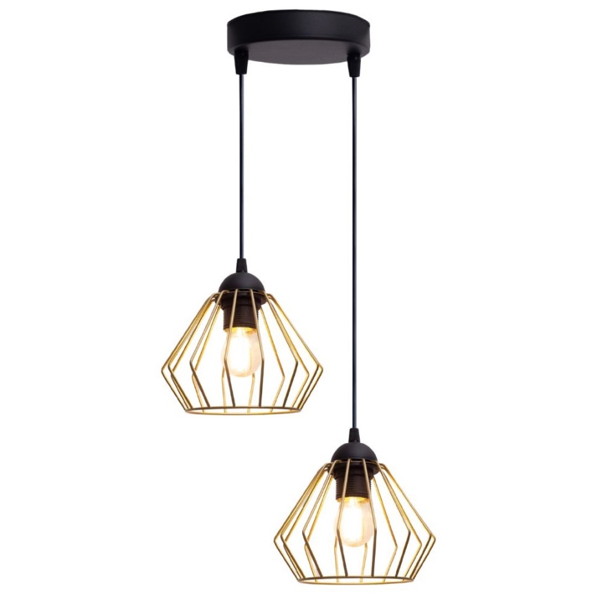 Chandelier on a string CEED GOLD 2xE27/60W/230V d. 28 cm black/gold