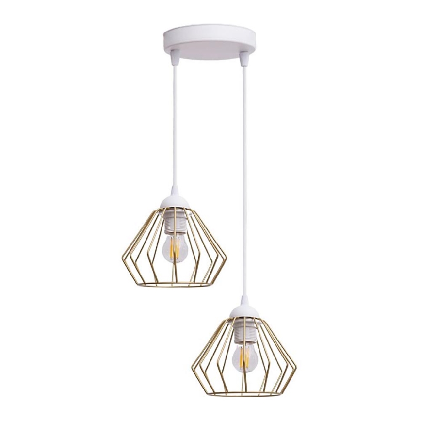Chandelier on a string CEED GOLD 2xE27/60W/230V d. 28 cm white/gold