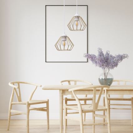 Chandelier on a string CEED GOLD 2xE27/60W/230V d. 28 cm white/gold