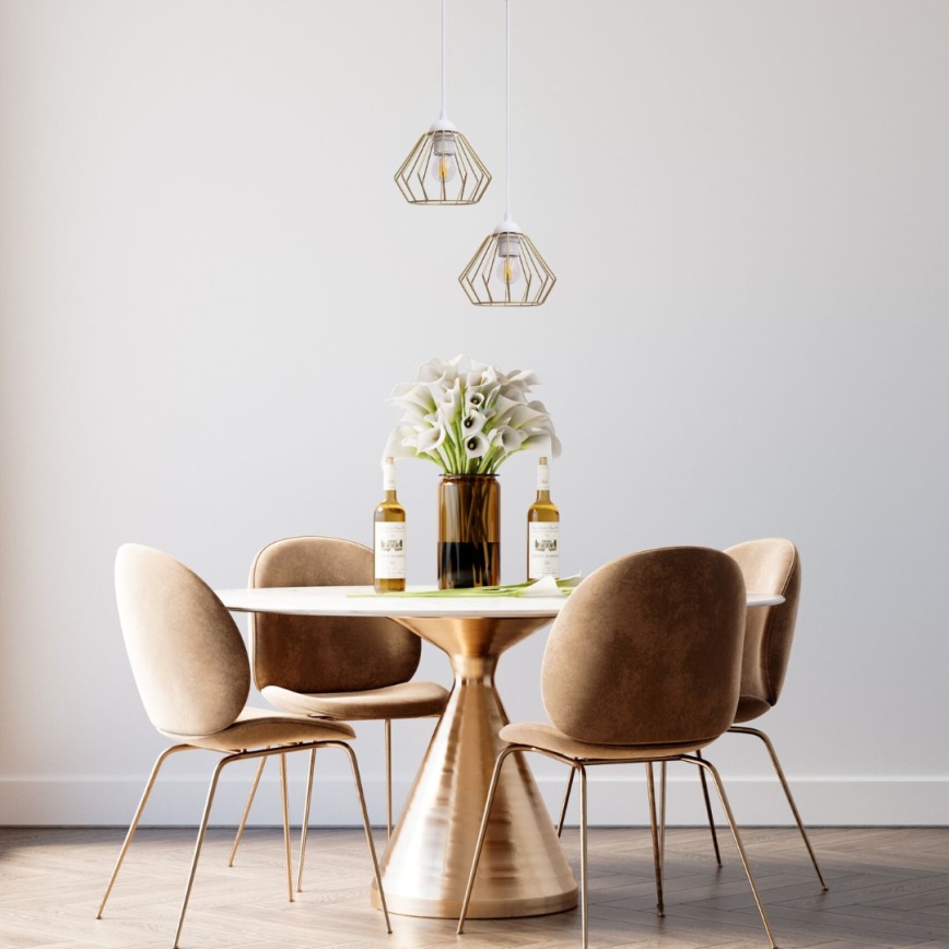 Chandelier on a string CEED GOLD 2xE27/60W/230V d. 28 cm white/gold