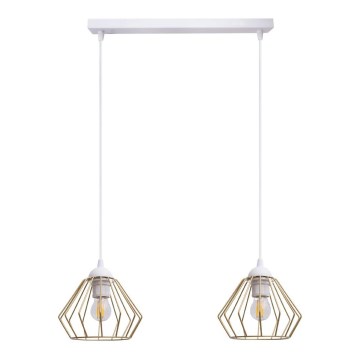 Chandelier on a string CEED GOLD 2xE27/60W/230V white/gold