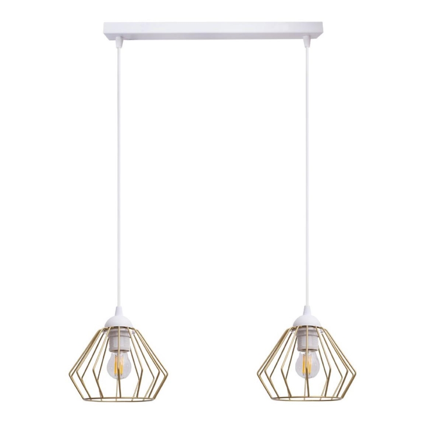 Chandelier on a string CEED GOLD 2xE27/60W/230V white/gold