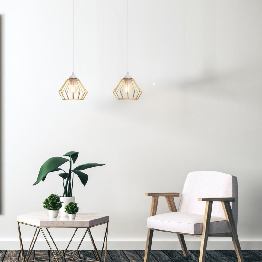 Chandelier on a string CEED GOLD 2xE27/60W/230V white/gold