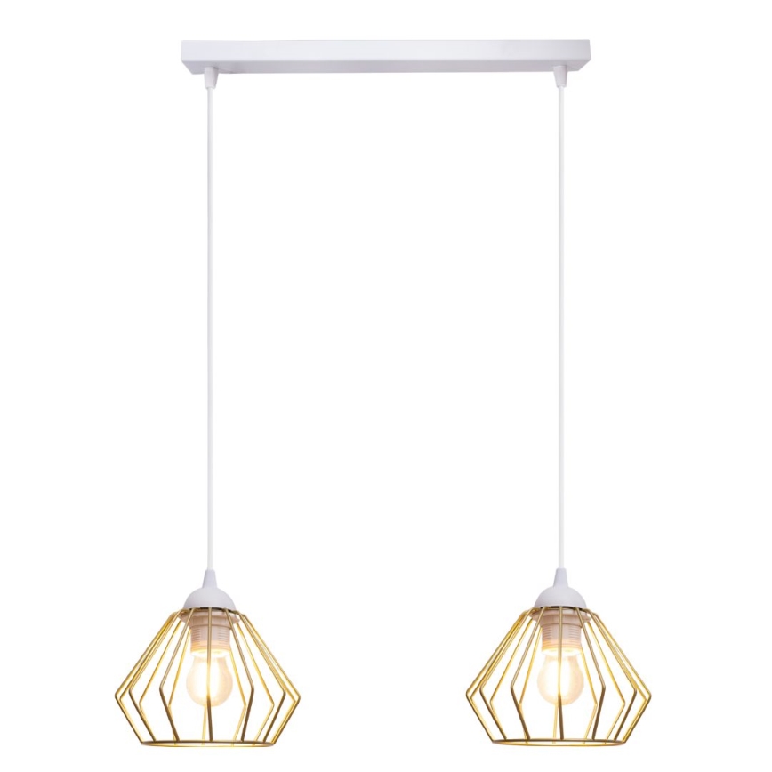 Chandelier on a string CEED GOLD 2xE27/60W/230V white/gold