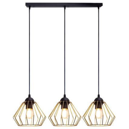 Chandelier on a string CEED GOLD 3xE27/60W/230V black/gold