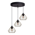 Chandelier on a string CEED GOLD 3xE27/60W/230V d. 45 cm black/gold