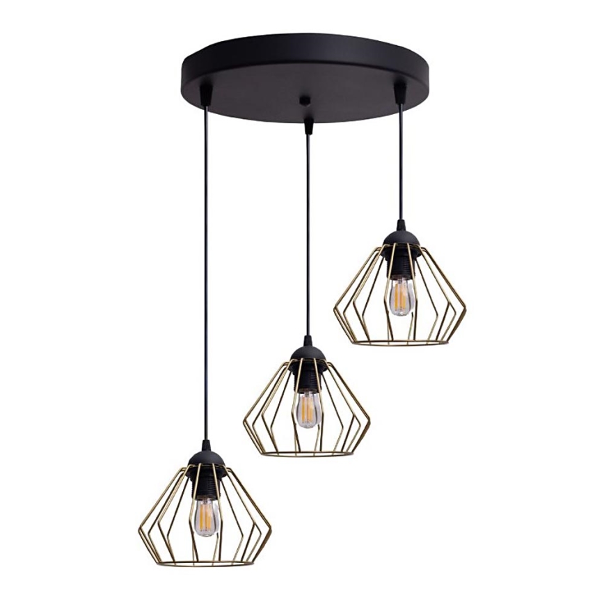 Chandelier on a string CEED GOLD 3xE27/60W/230V d. 45 cm black/gold