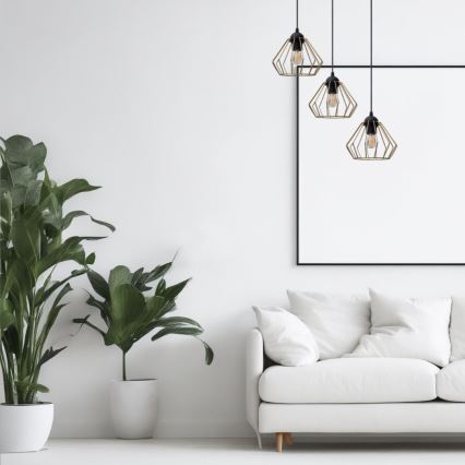 Chandelier on a string CEED GOLD 3xE27/60W/230V d. 45 cm black/gold