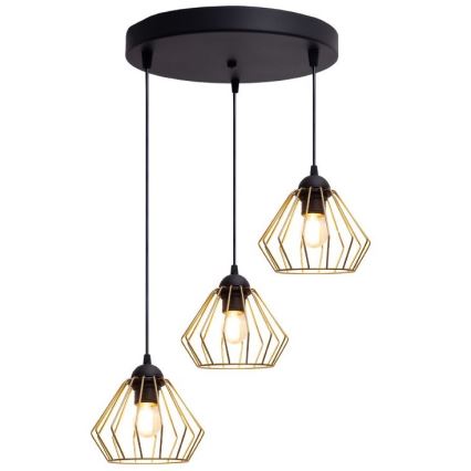 Chandelier on a string CEED GOLD 3xE27/60W/230V d. 45 cm black/gold