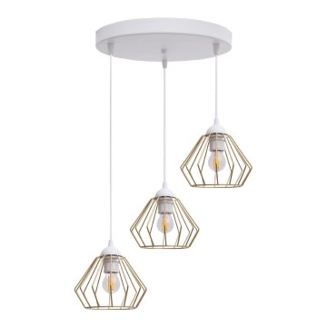 Chandelier on a string CEED GOLD 3xE27/60W/230V d. 45 cm white/gold