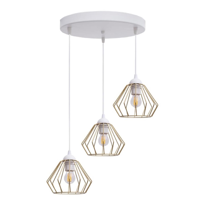 Chandelier on a string CEED GOLD 3xE27/60W/230V d. 45 cm white/gold