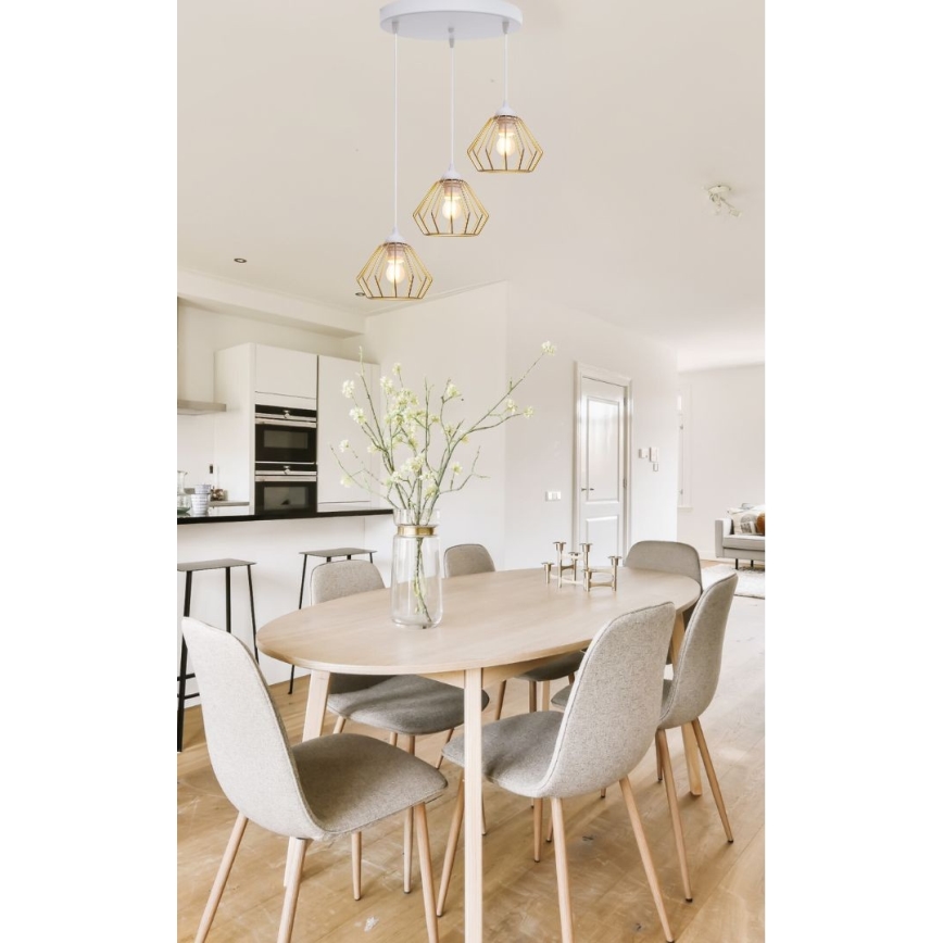 Chandelier on a string CEED GOLD 3xE27/60W/230V d. 45 cm white/gold