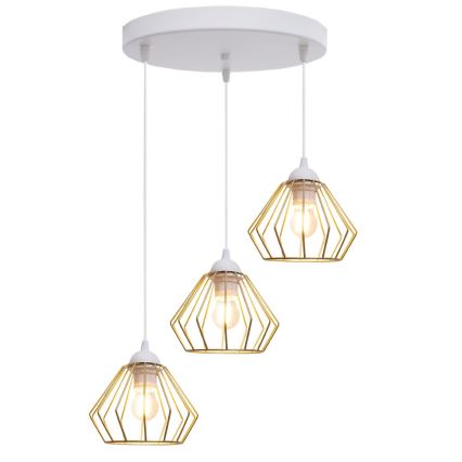 Chandelier on a string CEED GOLD 3xE27/60W/230V d. 45 cm white/gold