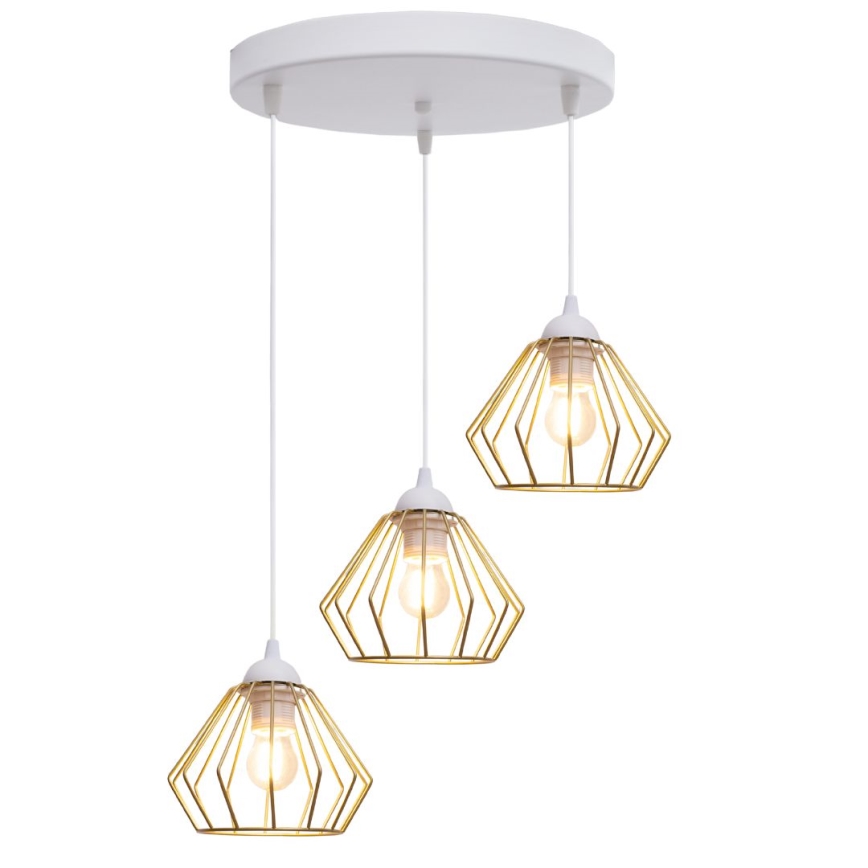 Chandelier on a string CEED GOLD 3xE27/60W/230V d. 45 cm white/gold