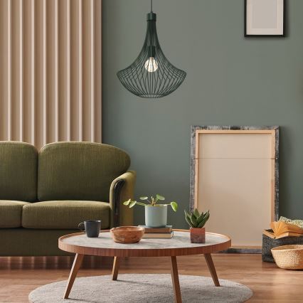 Chandelier on a string CESTA 1xE27/60W/230V green