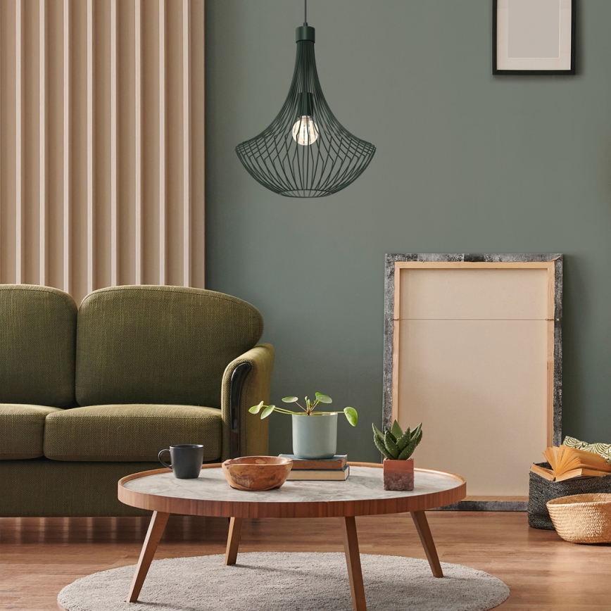 Chandelier on a string CESTA 1xE27/60W/230V green