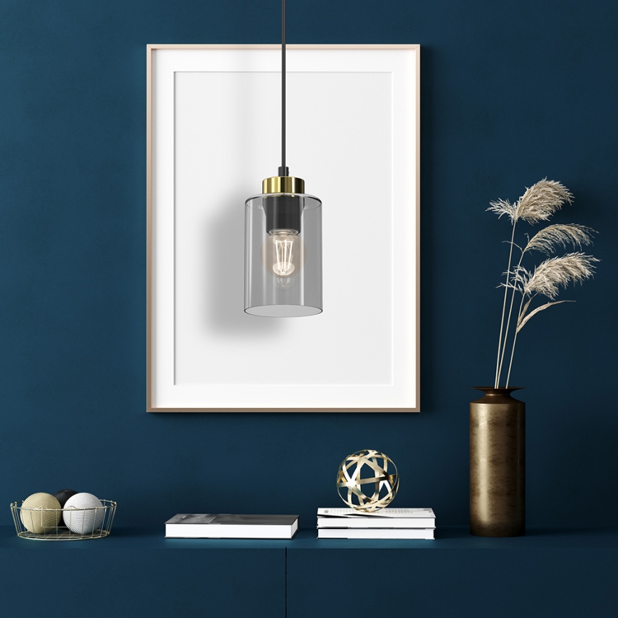 Chandelier on a string CHIC 1xE27/60W/230V black/grey