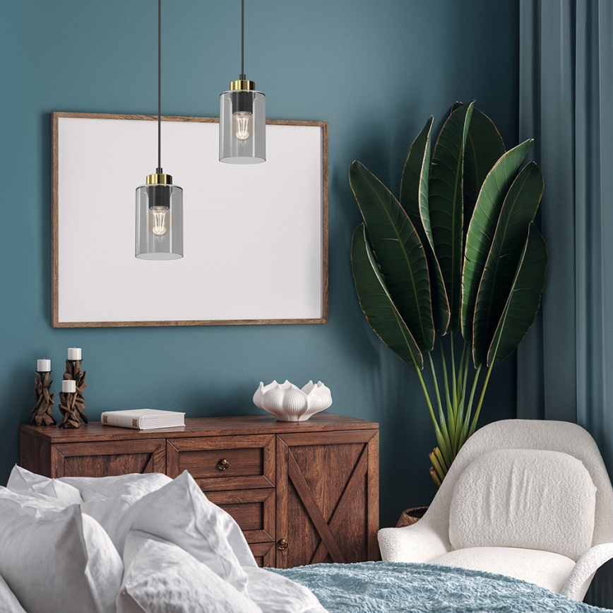 Chandelier on a string CHIC 1xE27/60W/230V black/grey