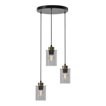 Chandelier on a string CHIC 3xE27/60W/230V black/grey
