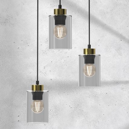 Chandelier on a string CHIC 3xE27/60W/230V black/grey