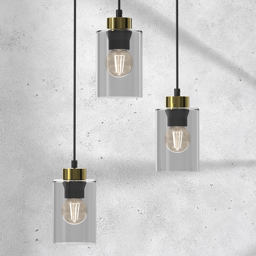 Chandelier on a string CHIC 3xE27/60W/230V black/grey
